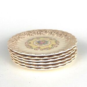 Trojan Sebring Trogan Delight Plates 22k‎ Warranted Gold Scalloped Edge Set of 8